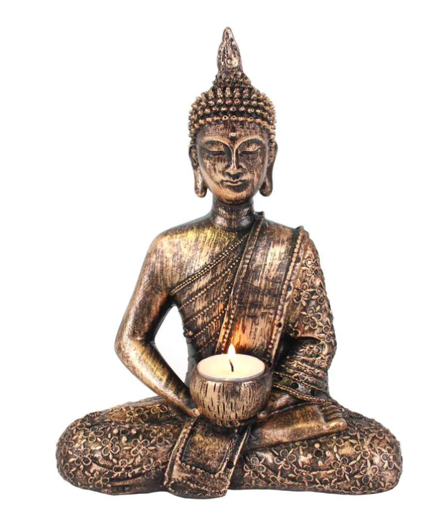 Świecznik na tealighty. Siedzący tajski Budda.