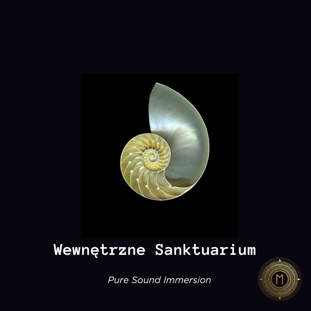 Okładka z perłową muszlą na czarnym aksamitnym tle dla architektonicznych kompozycji dźwiękowych – każda pełni inną, kluczową funkcję w procesie tworzenia Twojego psychicznego sanktuarium. Wewnętrzne Sanktuarium: Kompletny System.